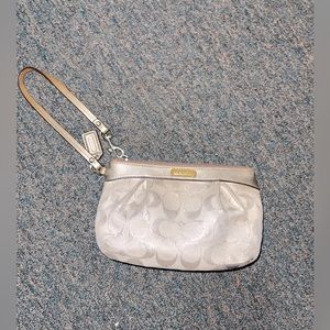 Khaki Gold Coach Wristlet
